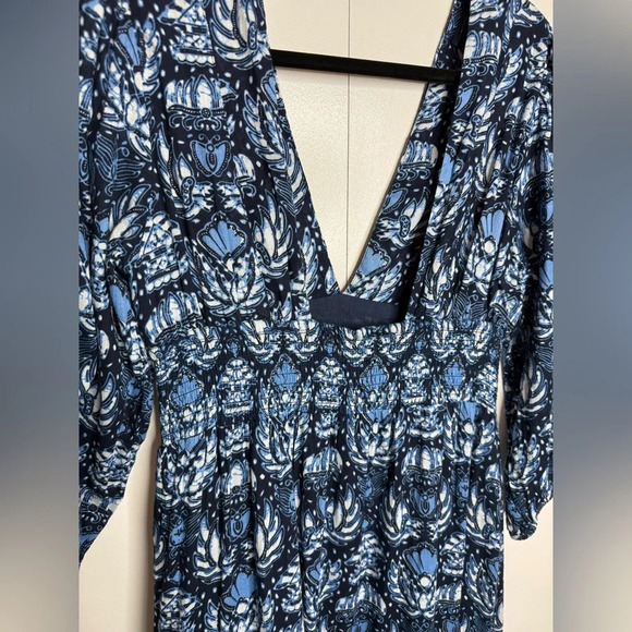 Caroline Constas Blue Dahlia Navy Print Midi Dress - Size Medium NWT - Picture 10 of 11